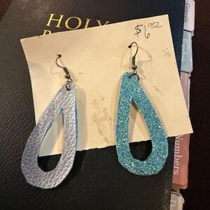 Elegant Blue and Silver Teardrop Earrings